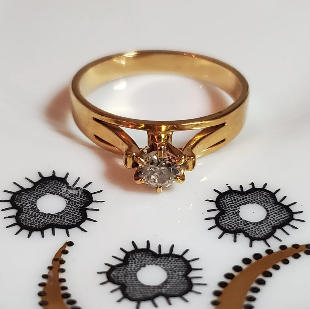 Vintage 18k diamond solitaire ring - Picture 3 of 12